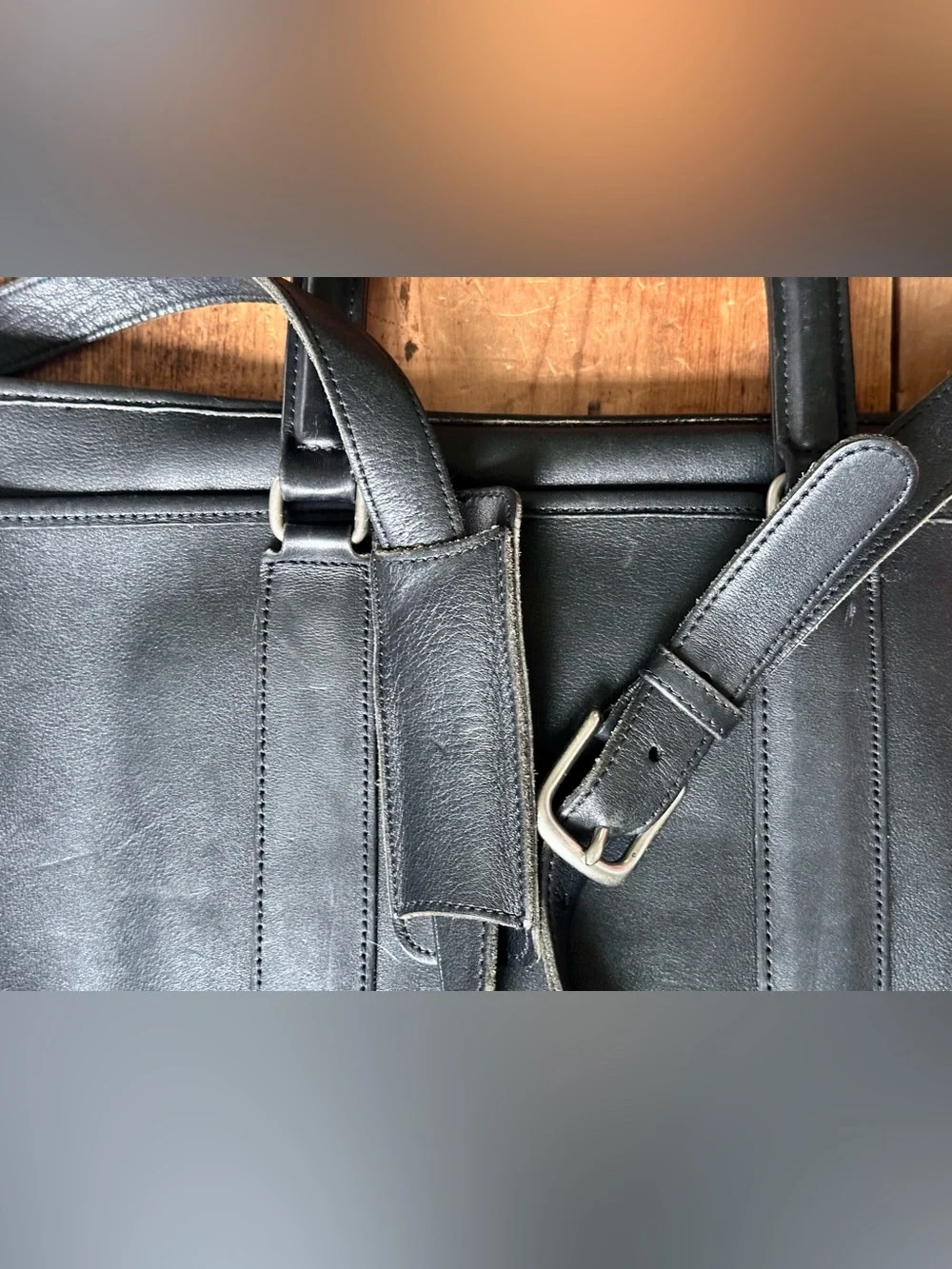 Vintage Coach Black Leather Embassy Briefcase Bag - Silver Tone Hardware 5296
